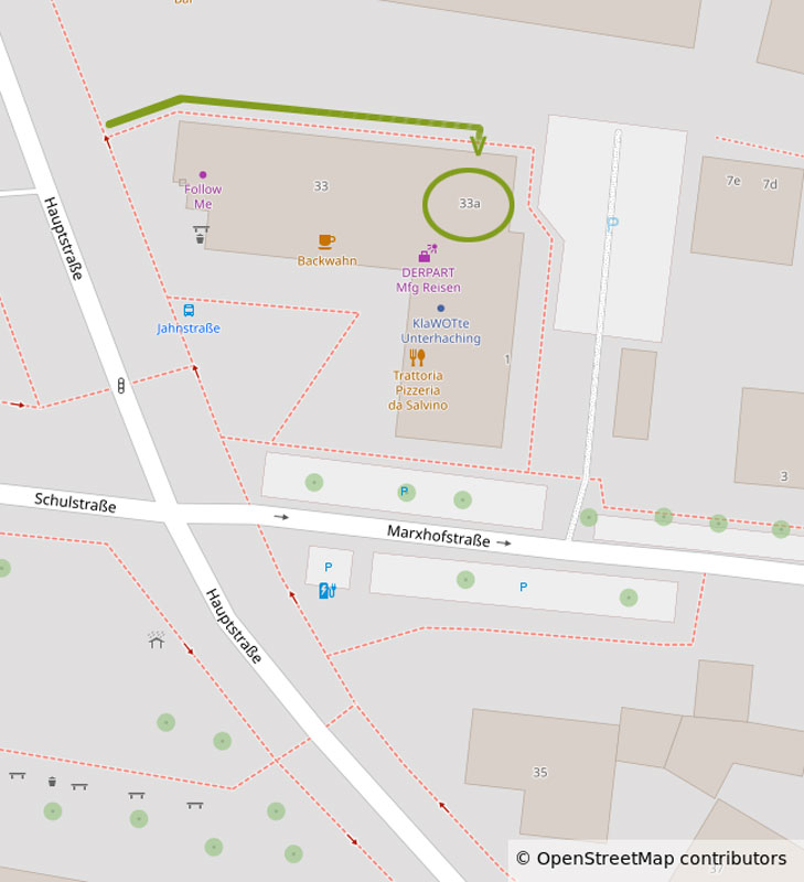 Karte zur Adresse: Hauptstrasse 33A (Marxhof 1), 82008 Unterhaching